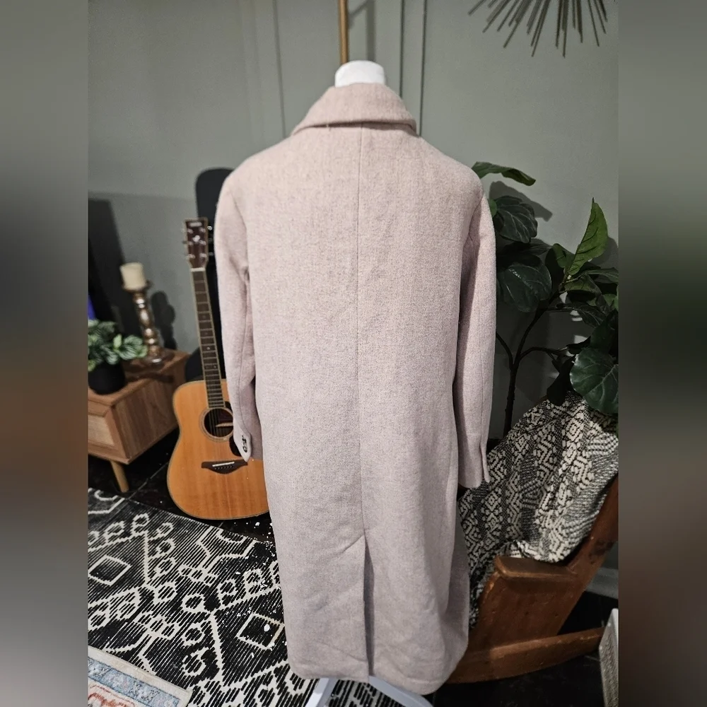 H&M Wool-Blend Tailored Coat – Light Beige Marl | Size 10.